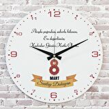 8 Mart Kadınlar Gününe Özel Hediye Ahşap Saat 33cm  KA02-1366