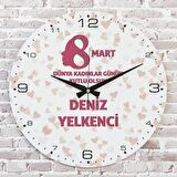 8 Mart Kadınlar Gününe Özel Hediye Ahşap Saat 33cm  KA02-1367