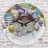 Kişiye Özel Fotoğraflı İyi ki Doğdun Hediye Ahşap Saat 33cm  KA02-1368