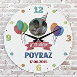 Kişiye Özel Fotoğraflı İyi ki Doğdun Hediye Ahşap Saat 33cm  KA02-1369