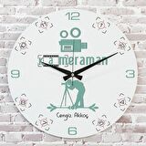 Kameramana Hediye Ahşap Saat 33cm  KA02-1378