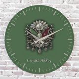 Kişiye Özel Osmanlı Tuğrası Tasarımlı Hediye Ahşap Saat 33cm  KA02-1385