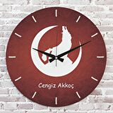 Kişiye Özel Bozkurt Tasarımlı Hediye Ahşap Saat 33cm  KA02-1388