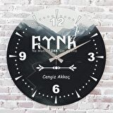 Kişiye Özel Göktürkçe Türk Tasarımlı Hediye Ahşap Saat 33cm  KA02-1392