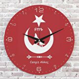 Kişiye Özel Bozkurt Tasarımlı Hediye Ahşap Saat 33cm  KA02-1394