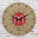 Kişiye Özel Kayı Boyu Bayrağı Tasarımlı Hediye Ahşap Saat 33cm  KA02-1409