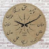 Kişiye Özel Osmanlıca Tasarımlı Hediye Ahşap Saat 33cm  KA02-1419