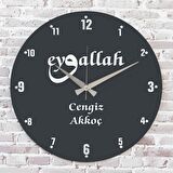 Kişiye Özel Eyvallah Tasarımlı Hediye Ahşap Saat 33cm  KA02-1422