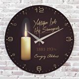 Kişiye Özel Atatürk Tasarımlı Hediye Ahşap Saat 33cm  KA02-1445