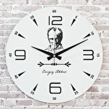 Kişiye Özel Atatürk Tasarımlı Hediye Ahşap Saat 33cm  KA02-1449