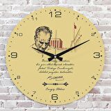 Kişiye Özel Atatürk Tasarımlı Hediye Ahşap Saat 33cm  KA02-1453