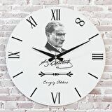 Kişiye Özel Atatürk Tasarımlı Hediye Ahşap Saat 33cm  KA02-1456
