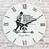Kişiye Özel Atatürk Tasarımlı Hediye Ahşap Saat 33cm  KA02-1457