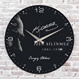 Kişiye Özel Atatürk Tasarımlı Hediye Ahşap Saat 33cm  KA02-1462