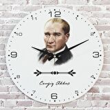 Kişiye Özel Atatürk Tasarımlı Hediye Ahşap Saat 33cm  KA02-1475