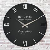 Kişiye Özel Atatürk Tasarımlı Hediye Ahşap Saat 33cm  KA02-1476