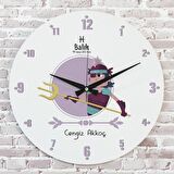 Balık Burcuna Hediye Ahşap Saat 33cm  KA02-1482