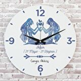 İkizler Burcuna Hediye Ahşap Saat 33cm  KA02-1497