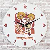 Koç Burcuna Hediye Ahşap Saat 33cm  KA02-1510