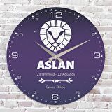 Aslan Burcuna Hediye Ahşap Saat 33cm  KA02-1528
