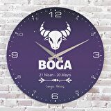 Boğa Burcuna Hediye Ahşap Saat 33cm  KA02-1531