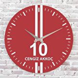 Kırmızı & Beyaz Balıkesirlilere Hediye Ahşap Saat 33cm  KA02-1556