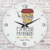 Kişiye Özel Espresso Patronum Tasarımlı Hediye Saat 33cm  KA02-1716