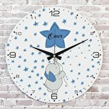 Kişiye Özel Çocuk Odası Hediyesi Ahşap Saat 33cm  KA02-1752