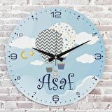Kişiye Özel Çocuk Odası Hediyesi Ahşap Saat 33cm  KA02-1763