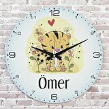 Kişiye Özel Çocuk Odası Hediyesi Ahşap Saat 33cm  KA02-1770