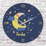 Kişiye Özel Çocuk Odası Hediyesi Ahşap Saat 33cm  KA02-1790