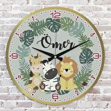 Kişiye Özel Çocuk Odası Hediyesi Ahşap Saat 33cm  KA02-1802