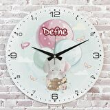 Kişiye Özel Çocuk Odası Hediyesi Ahşap Saat 33cm  KA02-1807