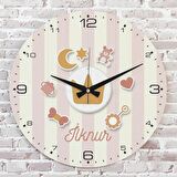 Kişiye Özel Çocuk Odası Hediyesi Ahşap Saat 33cm  KA02-1820