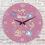 Kişiye Özel Çocuk Odası Hediyesi Ahşap Saat 33cm  KA02-1846