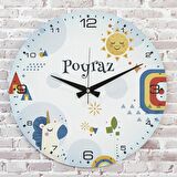 Kişiye Özel Çocuk Odası Hediyesi Ahşap Saat 33cm  KA02-1847