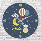 Kişiye Özel Çocuk Odası Hediyesi Ahşap Saat 33cm  KA02-1865