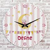 Kişiye Özel Çocuk Odası Hediyesi Ahşap Saat 33cm  KA02-1891