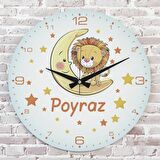 Kişiye Özel Çocuk Odası Hediyesi Ahşap Saat 33cm  KA02-1895