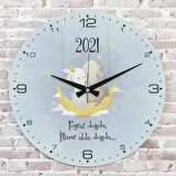 Kişiye Özel Çocuk Odası Hediyesi Ahşap Saat 33cm  KA02-1919