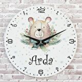 Kişiye Özel Çocuk Odası Hediyesi Ahşap Saat 33cm  KA02-1924