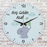 Kişiye Özel Çocuk Odası Hediyesi Ahşap Saat 33cm  KA02-1926