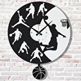 Kişiye Özel Basketbol Tasarımlı Hediye Sallanan Sarkaçlı Saat KA07-1321