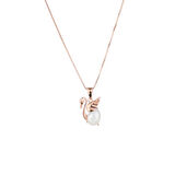  Kuğu Model Beyaz Zirkon Taşlı Gold Rose Gümüş Kolye 