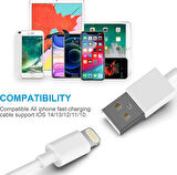 1 METRE Iphone Şarj Kablosu Usb To Lightning 6 6s 7 8 X Xs Xr 11 12 13 14 Pro Max Plus Beyaz
