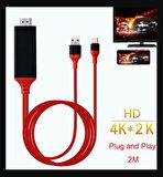 4K Tip-C USB C - HDMI 1080 P TV 2 METRE  HDTV Kablosu