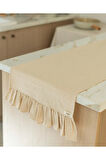 Pamuklu Ham Keten Fırfırlı Runner 50x150cm