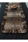 Leopard Keten Dikdörtgen Fırfırlı Runner 50CM X 150CM