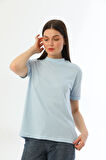 Kallima Mavi 2'li Paket Dik Yaka Rahat Kalıp %100 Pamuk T-shirt