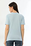 Kallima Açık Mavi Dik Yaka Rahat Kalıp %100 Pamuk T-shirt